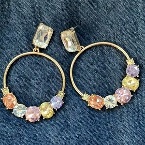 hoop Earings with Stunning colorful Jewels